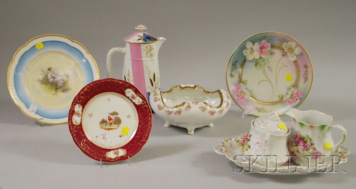 Appraisal: Eight Pieces of Assorted German Decorated Porcelain three cabinet plates