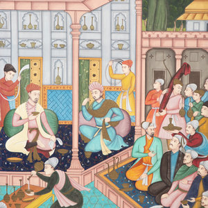 Appraisal: An Indian Mughal Painting on Linen th Century x inches