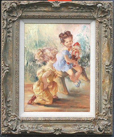 Appraisal: BARTA Montserrat Spanish - Children Playing with Doll OIL C