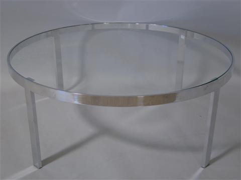 Appraisal: MODERN CIRCULAR GLASS AND CHROME COFFEE TABLE h w in