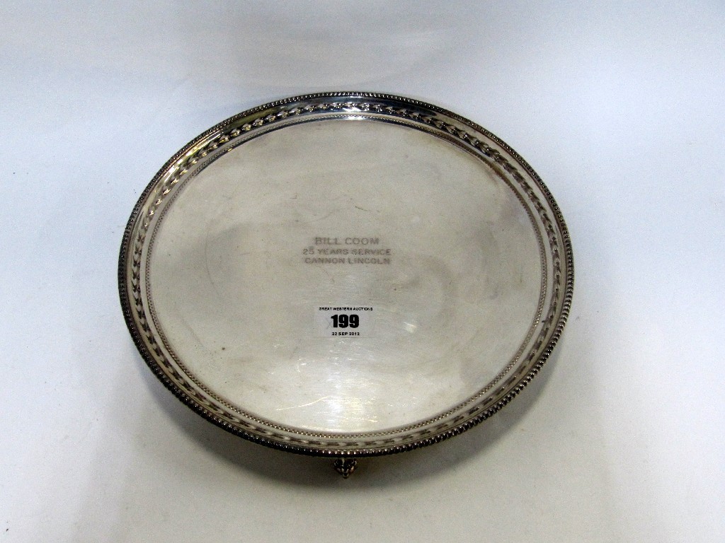 Appraisal: A silver presentation salver Sheffield