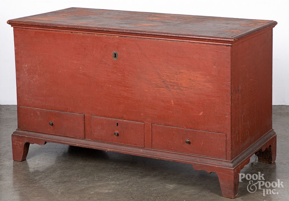 Appraisal: Pennsylvania painted poplar blanket chest Pennsylvania painted poplar blanket chest