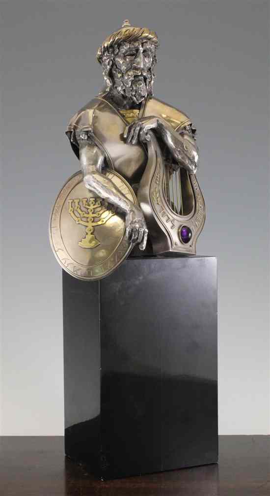 Appraisal: Georges Weil - silver and ct gold 'King David' his