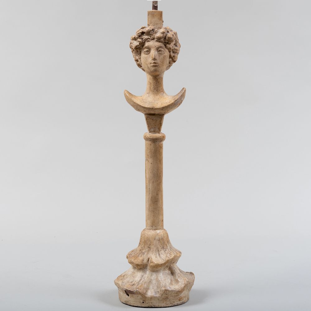 Appraisal: Modern Cast Plaster 'T te de Femme' Table Lamp After