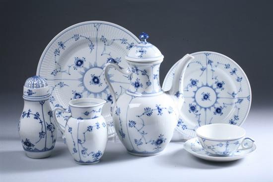 Appraisal: -PIECE ROYAL COPENHAGEN PORCELAIN DINNER SERVICE Blue Fluted pattern Comprising