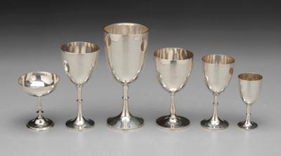 Appraisal: Six English silver goblets beaded borders four with marks for