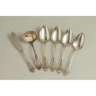 Appraisal: Reichel Silver Flatware Gothic Pattern Six pieces Reichel silver flatware