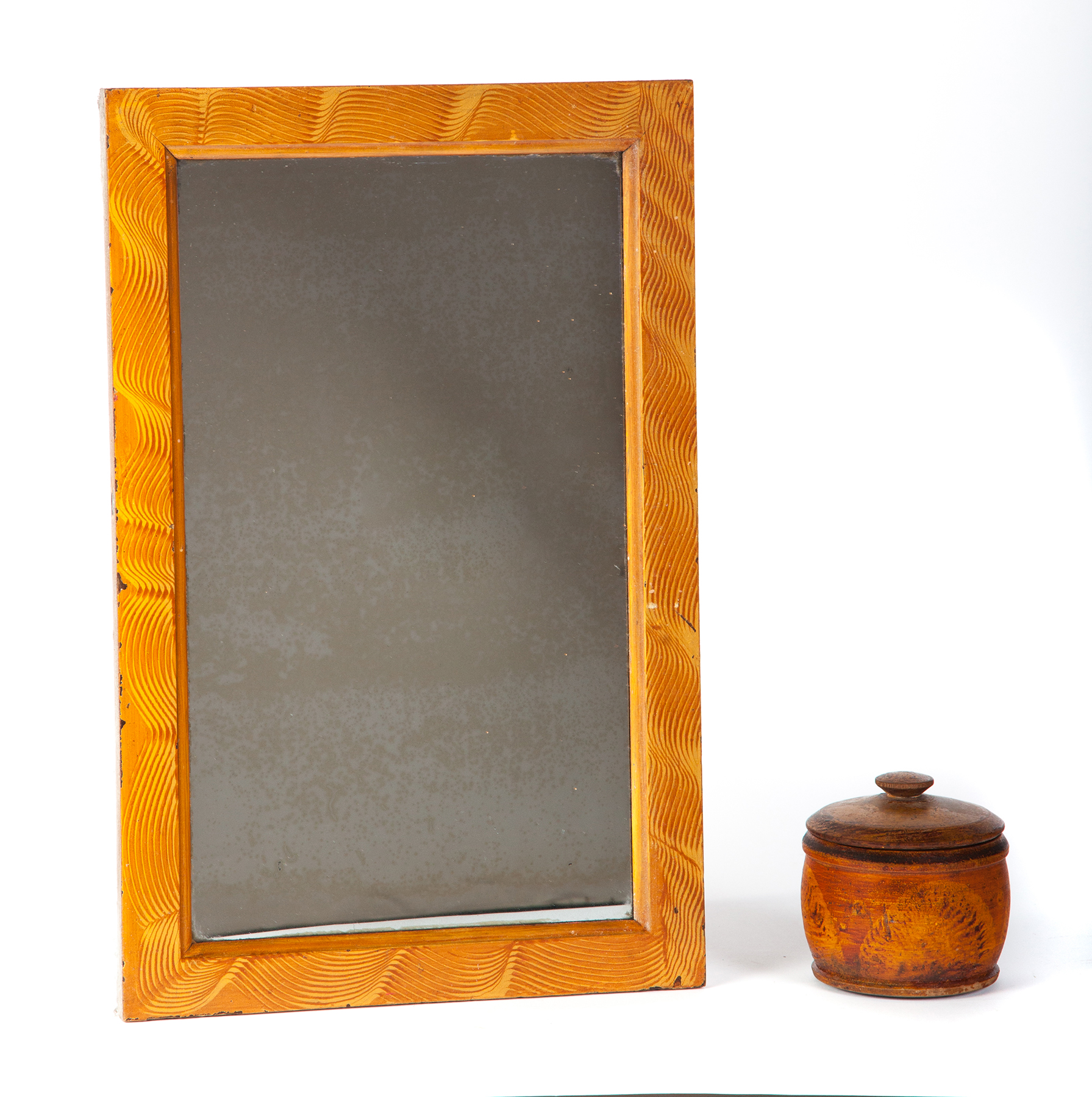 Appraisal: AMERICAN PICTURE FRAME AND TREENWARE CONTAINER Second half- th century