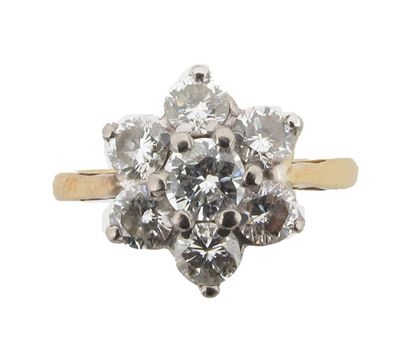 Appraisal: A seven stone diamond cluster ring Set in platinum and