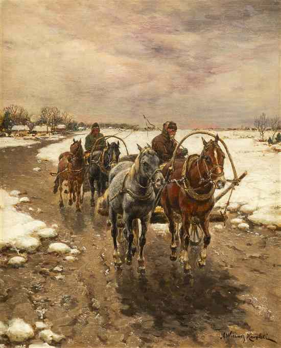 Appraisal: Alfred von Wierusz-Kowalski Polish - Cold Winter Ride oil on