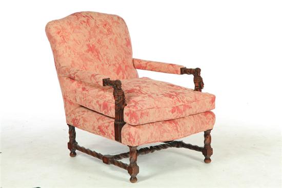 Appraisal: RENAISSANCE-STYLE EASY CHAIR American or English th century Base has