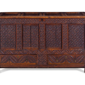 Appraisal: A Charles II Carved Oak Chest th Century and Later