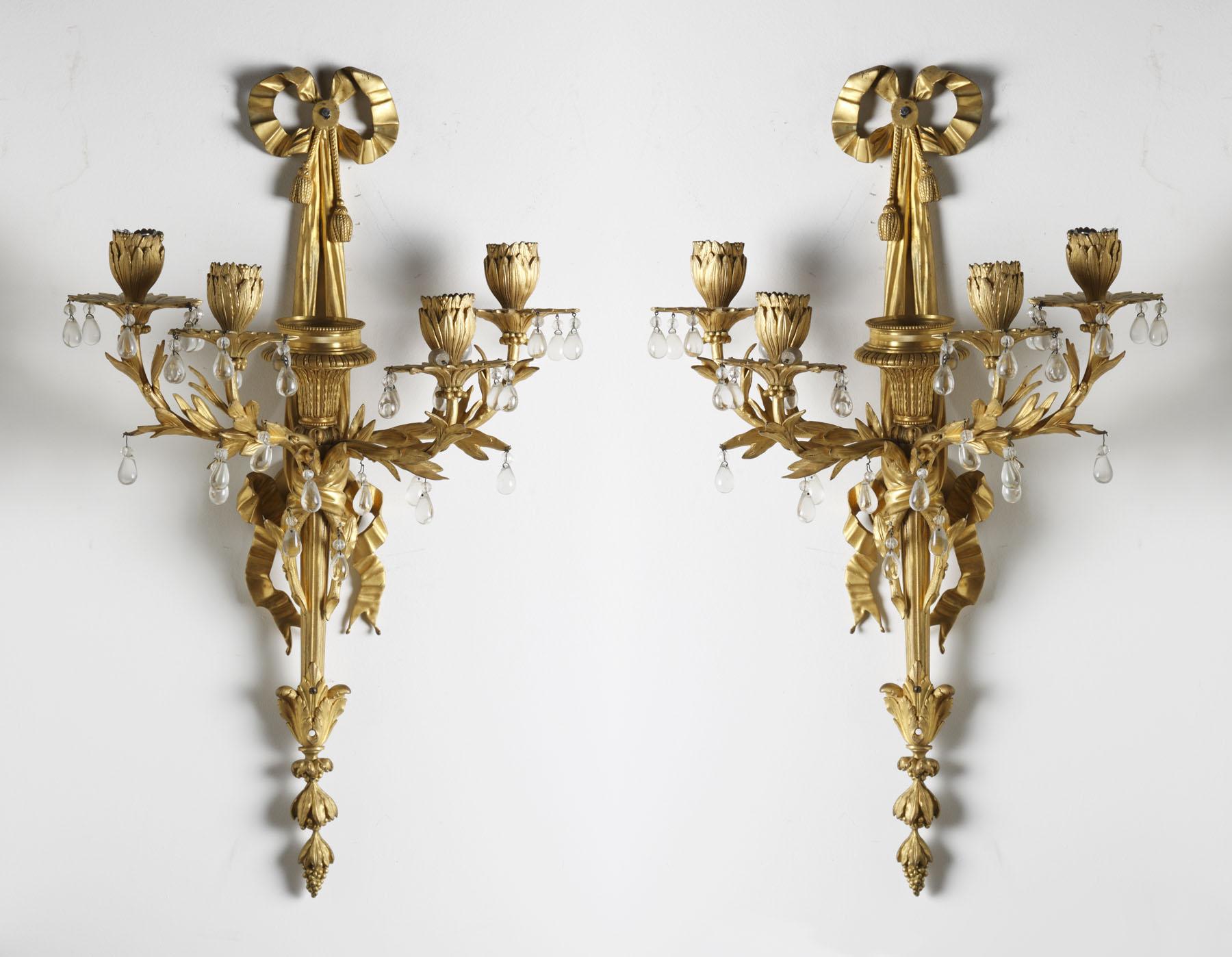 Appraisal: Pair of Bronze Wall Sconces Condition Excellent Dimensions Ht W