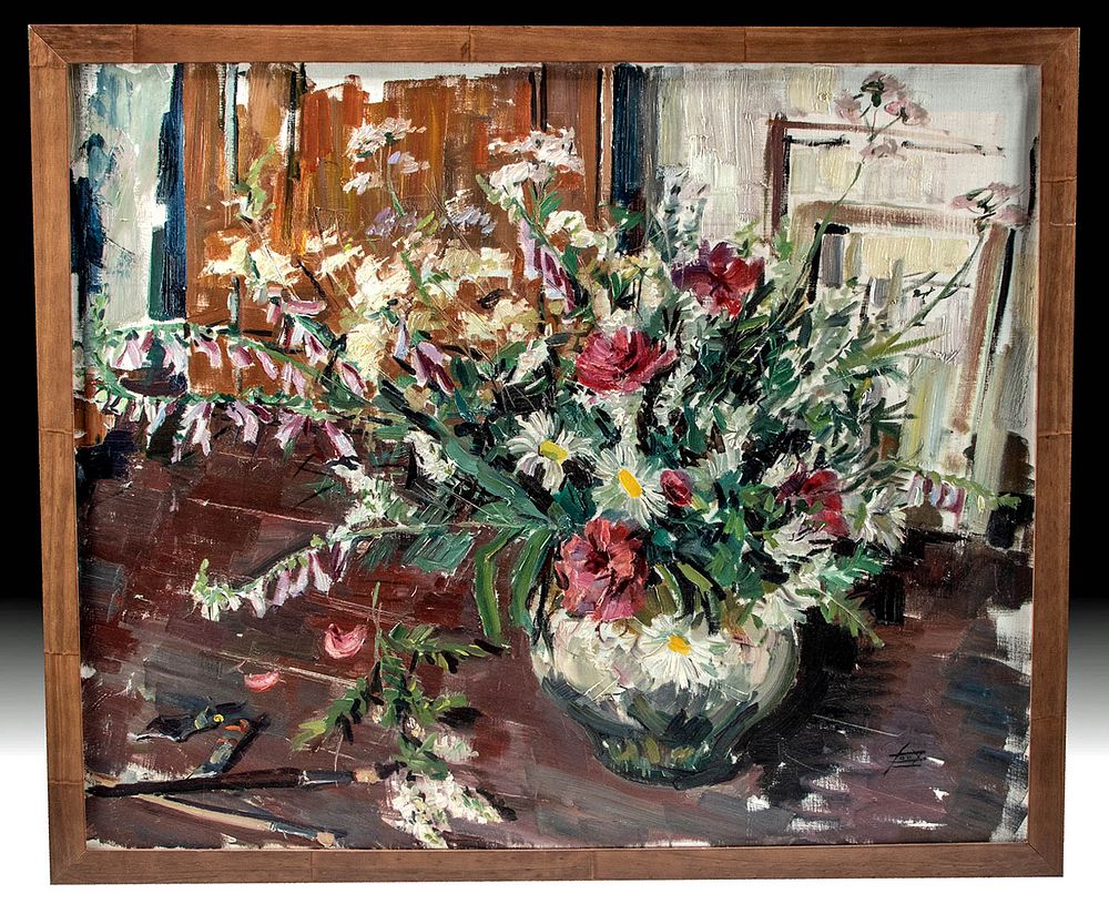 Appraisal: Framed th C S Coox Floral Still Life ex Christie's