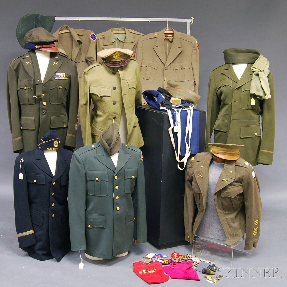 Appraisal: Assorted Group of WWII Uniforms including an Army officer's tunic