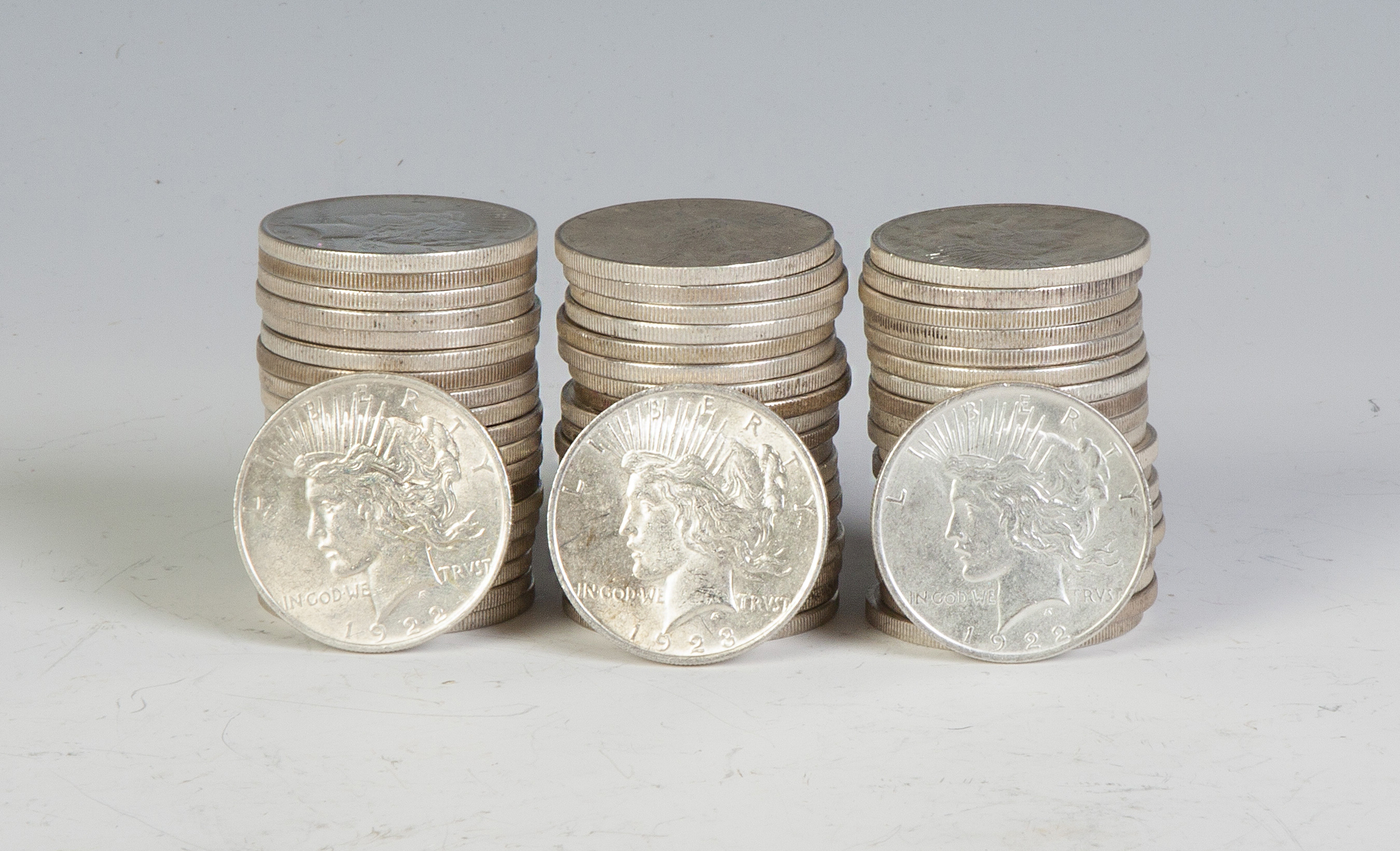 Appraisal: Sixty 's Peace Silver Dollars