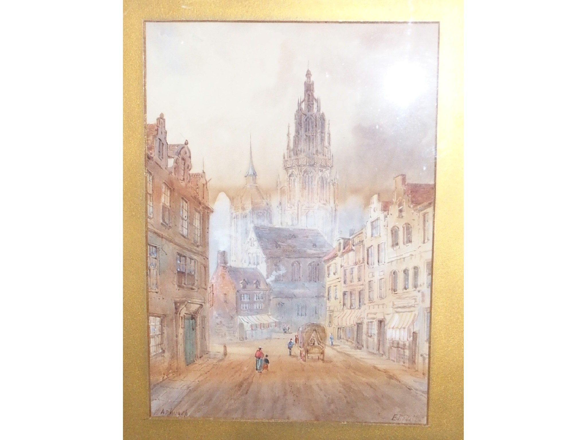 Appraisal: E NEVIL Antwerp signed and inscribed watercolour