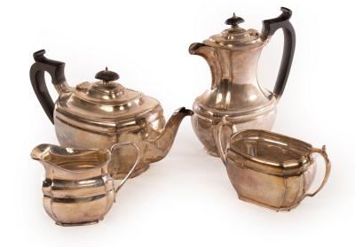 Appraisal: A four-piece silver tea service GH Sheffield of rectangular form