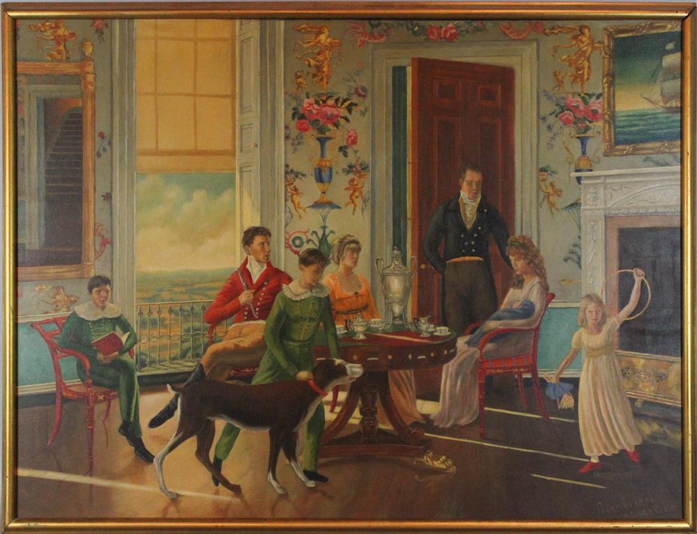 Appraisal: PETER WADDELL AMERICAN - FAMILY PORTRAIT Oil on canvas x