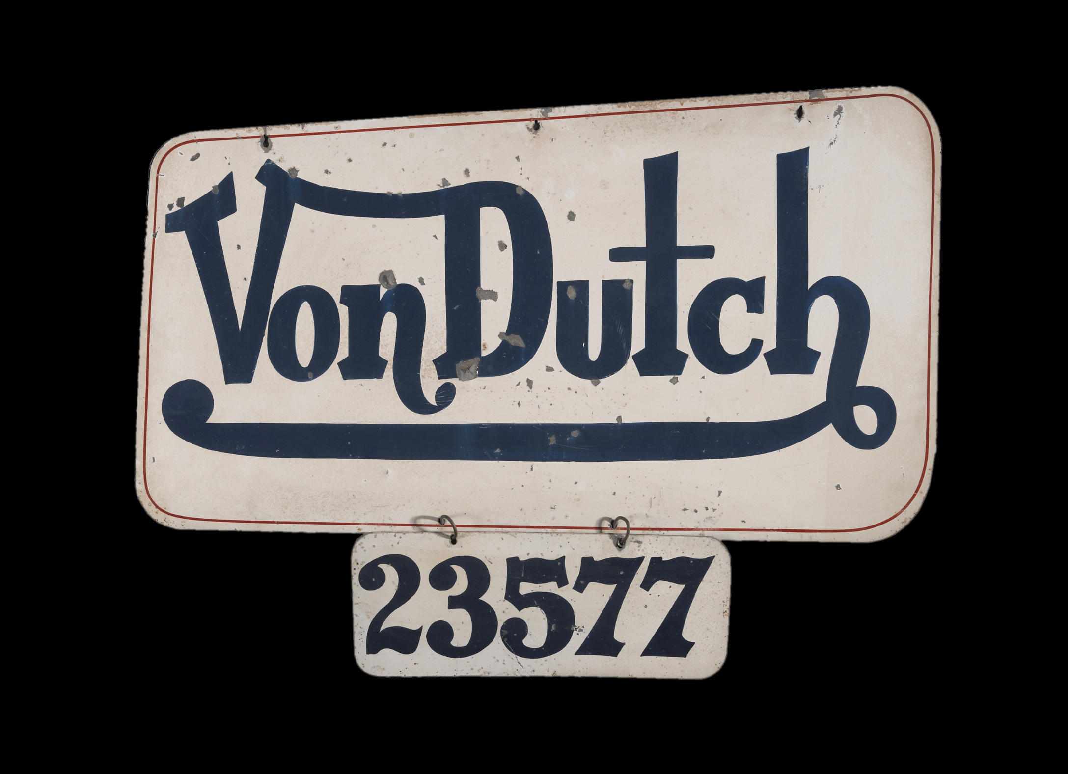 Appraisal: A Von Dutch-painted street sign Hung in front of Von