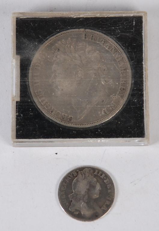 Appraisal: GEORGE IV SILVER CROWN COIN Secundo edge and WILLIAM III