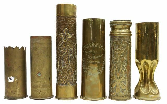 Appraisal: lot of WWI-era trench art vases fashioned from artillery shells