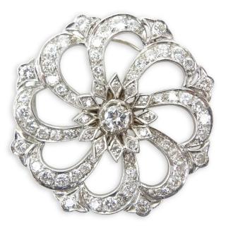 Appraisal: Vintage Diamond and Karat White Gold Circle Pendant Brooch Vintage