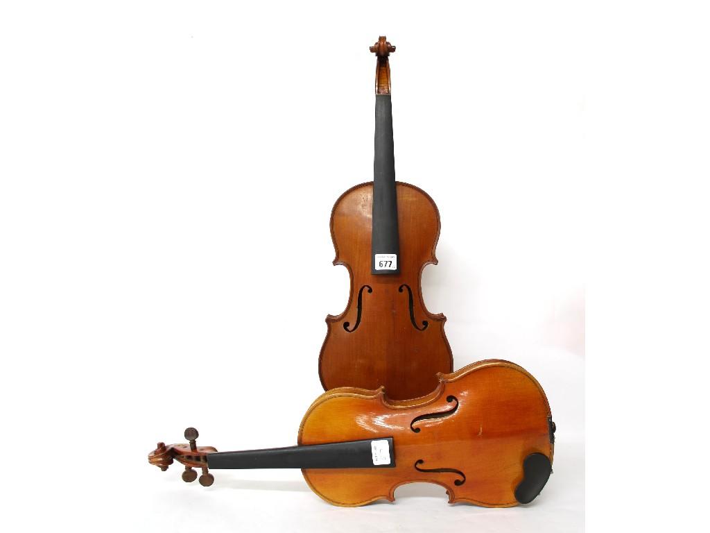 Appraisal: French three-quarter size violin labelled Francois Barzoni a Chateau Thierry