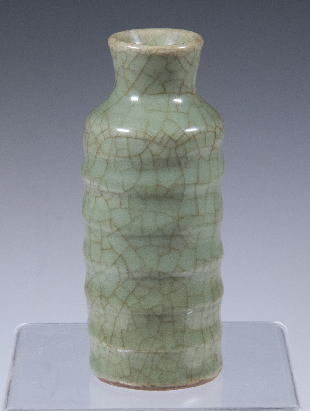 Appraisal: CHINESE STONEWARE VASE Ming Style Guan Type Crackle Glazed Celadon