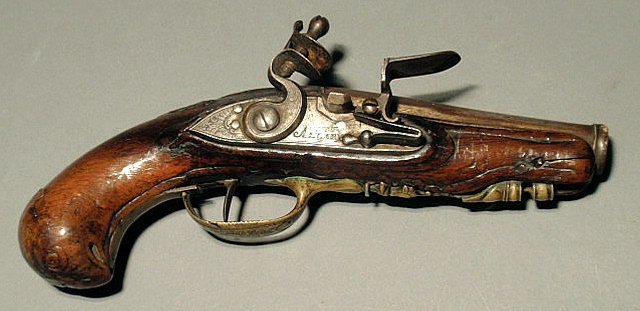 Appraisal: Flintlock pistol engraved Allary with engraved brass trigger guard and