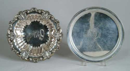 Appraisal: STERLING FANCY BOWL AND ROUND TRAY Bowl marked Cowell Hubbard