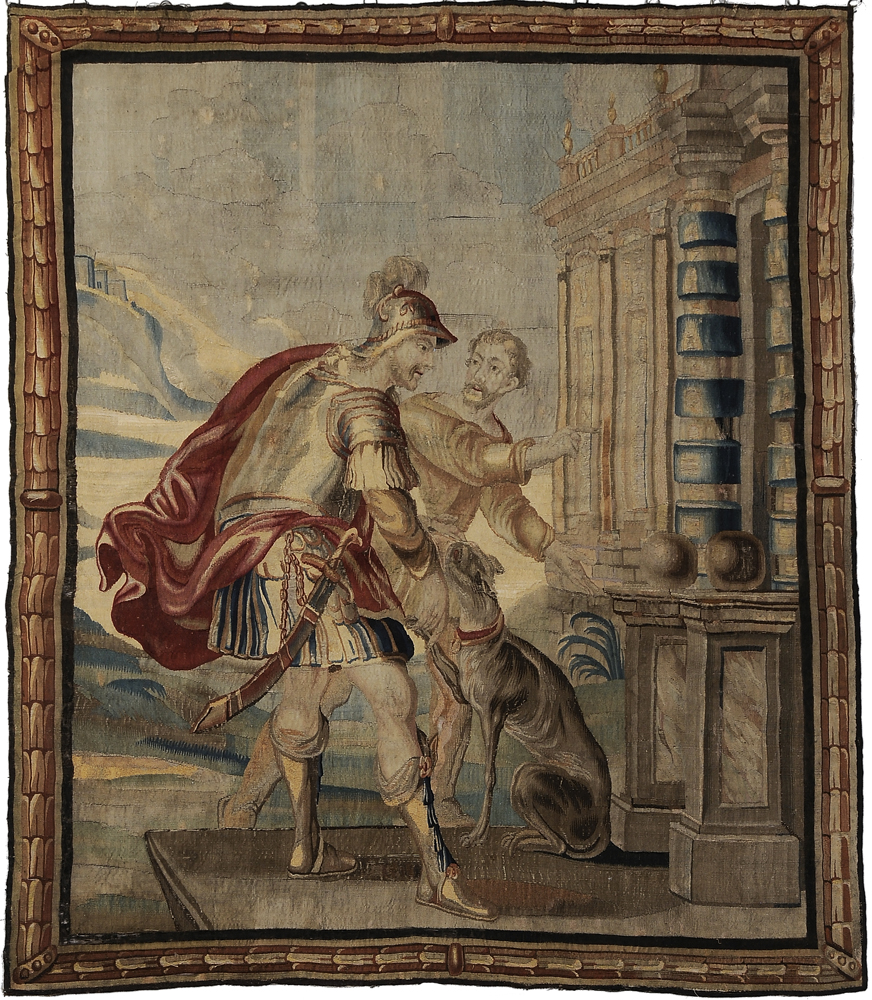 Appraisal: th Century Tapestry Continental probably Flemish Roman soldier and male