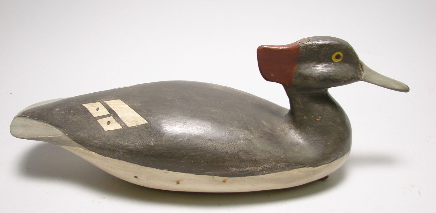 Appraisal: HOLLOW-CARVED RED-BREASTED MERGANSER HEN DECOY From New Jersey Painted eye