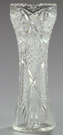 Appraisal: Large American Elaborately Brilliant-Cut Glass Vase first quarter th century