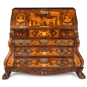 Appraisal: A Dutch Baroque Burl Walnut and Marquetry Slant-Front Desk th