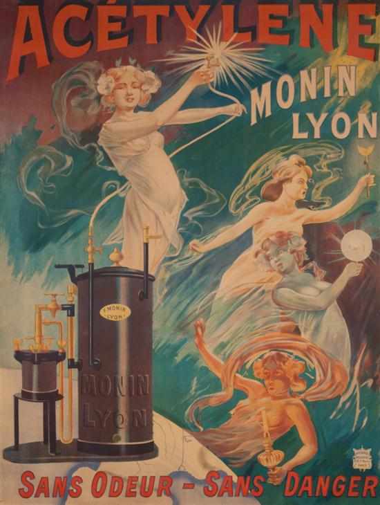 Appraisal: French advertising poster circa ''Acetylene Monin Lyon '' one sheet