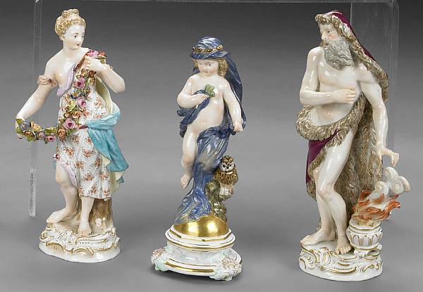 Appraisal: A group of three Meissen porcelain figures early th century