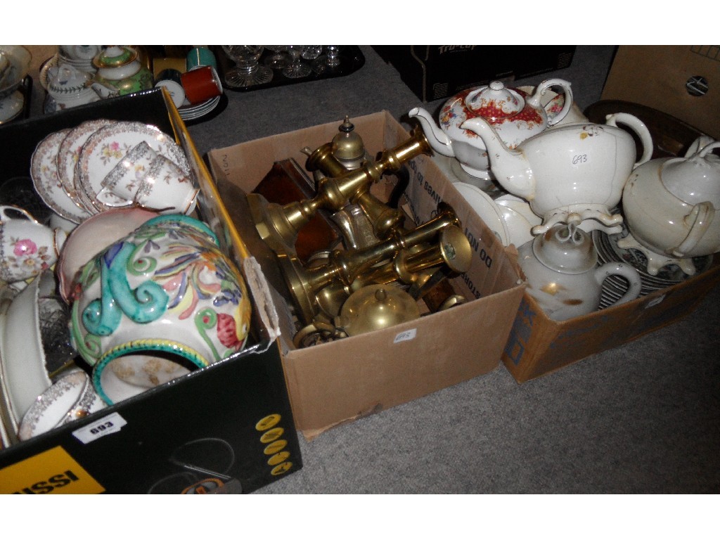 Appraisal: Lot comprising three boxes to include assorted ceramics and brassware