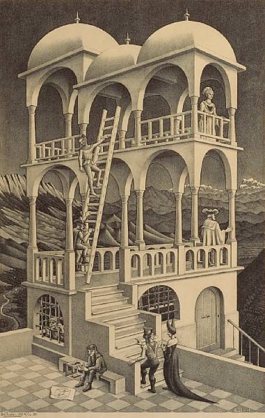 Appraisal: n a Maurits Cornelis Escher Dutch - Belvedere B Lithograph