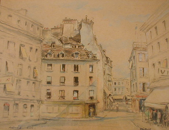 Appraisal: A Sim Paris - street scene watercolour signed lower left