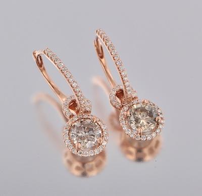 Appraisal: A Pair of Diamond Earrings k rose gold earrings Hinged