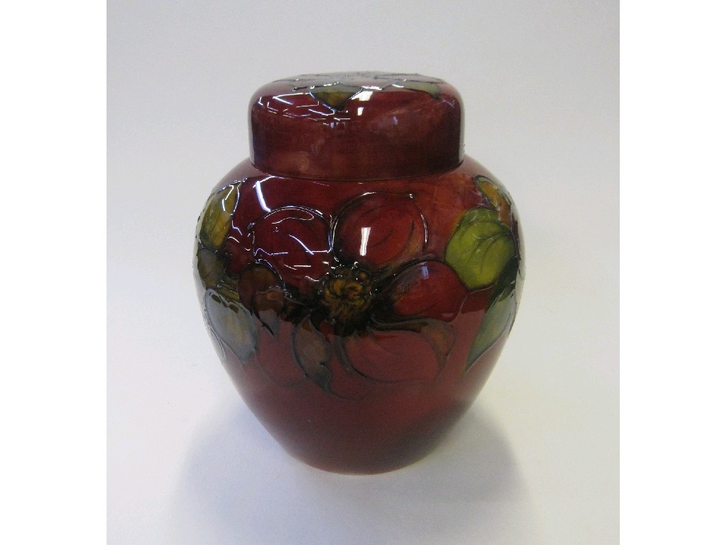 Appraisal: Moorcroft 'Anemone' flambe ginger jar high paper label to base