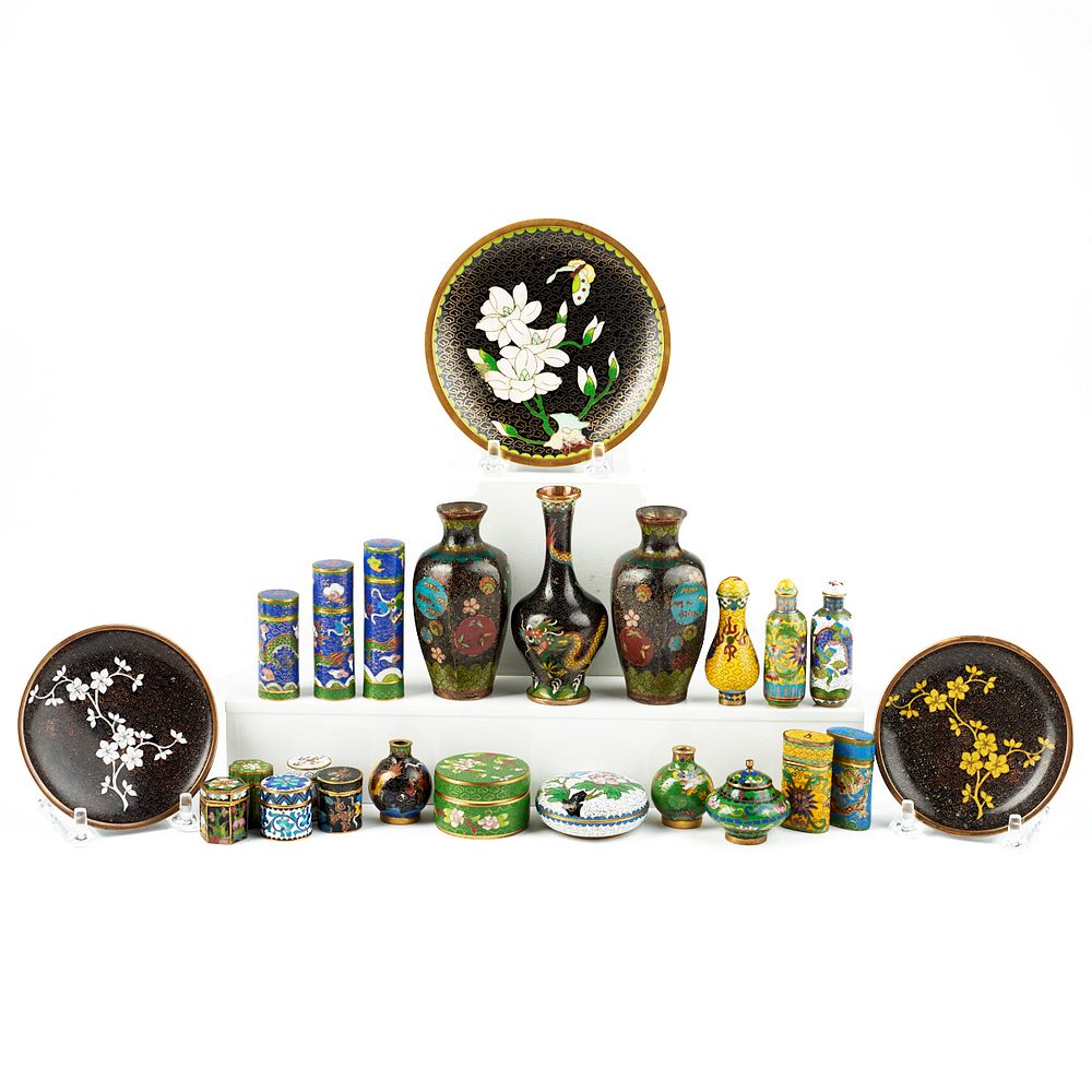 Appraisal: Lrg Grp Small Japanese Chinese Cloisonne Objects Large group of