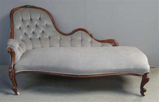 Appraisal: th Century mahogany button back suite to include chaise longue