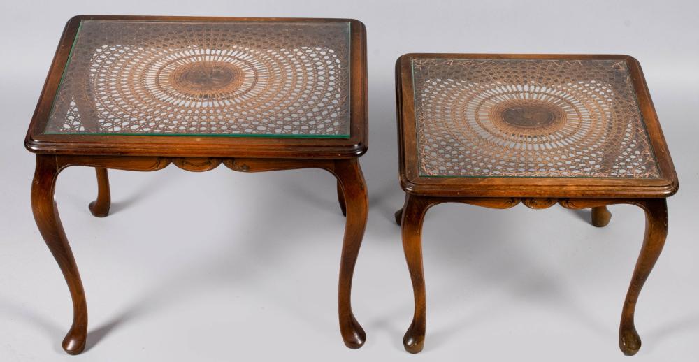 Appraisal: NEST OF QUEEN ANNE STYLE BEECHWOOD SIDE TABLES both with