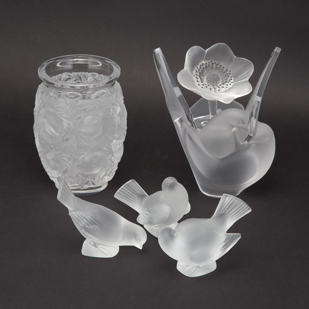 Appraisal: Group of Lalique Molded Glass Articles Modern Comprising a Sylvie