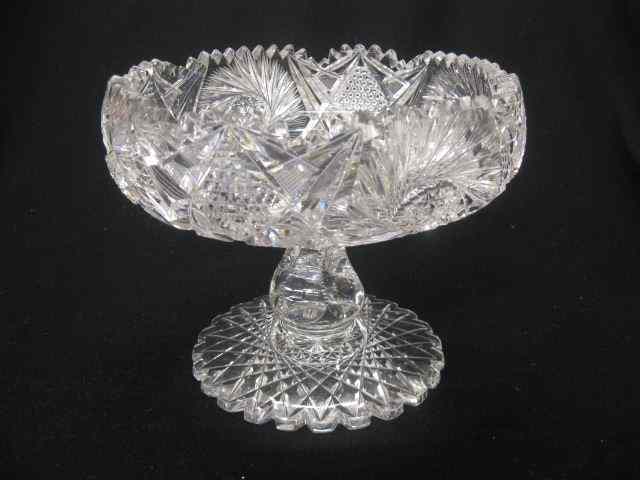 Appraisal: Cut Glass Pedestal Bowl pinwheel diamond cross-hatching brilliant period ''