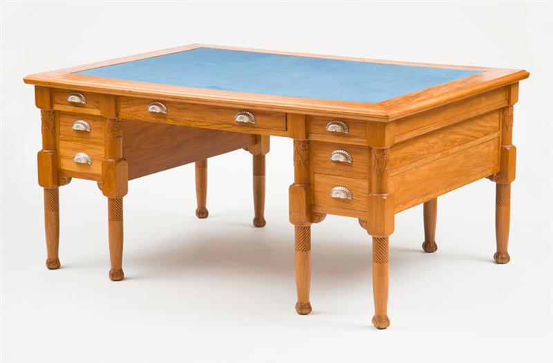 Appraisal: AMERICAN AESTHETIC MOVEMENT SATINWOOD PARTNER'S DESK IN THE MANNER OF