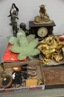 Appraisal: Three box lots to include two large bronze leafs Seth