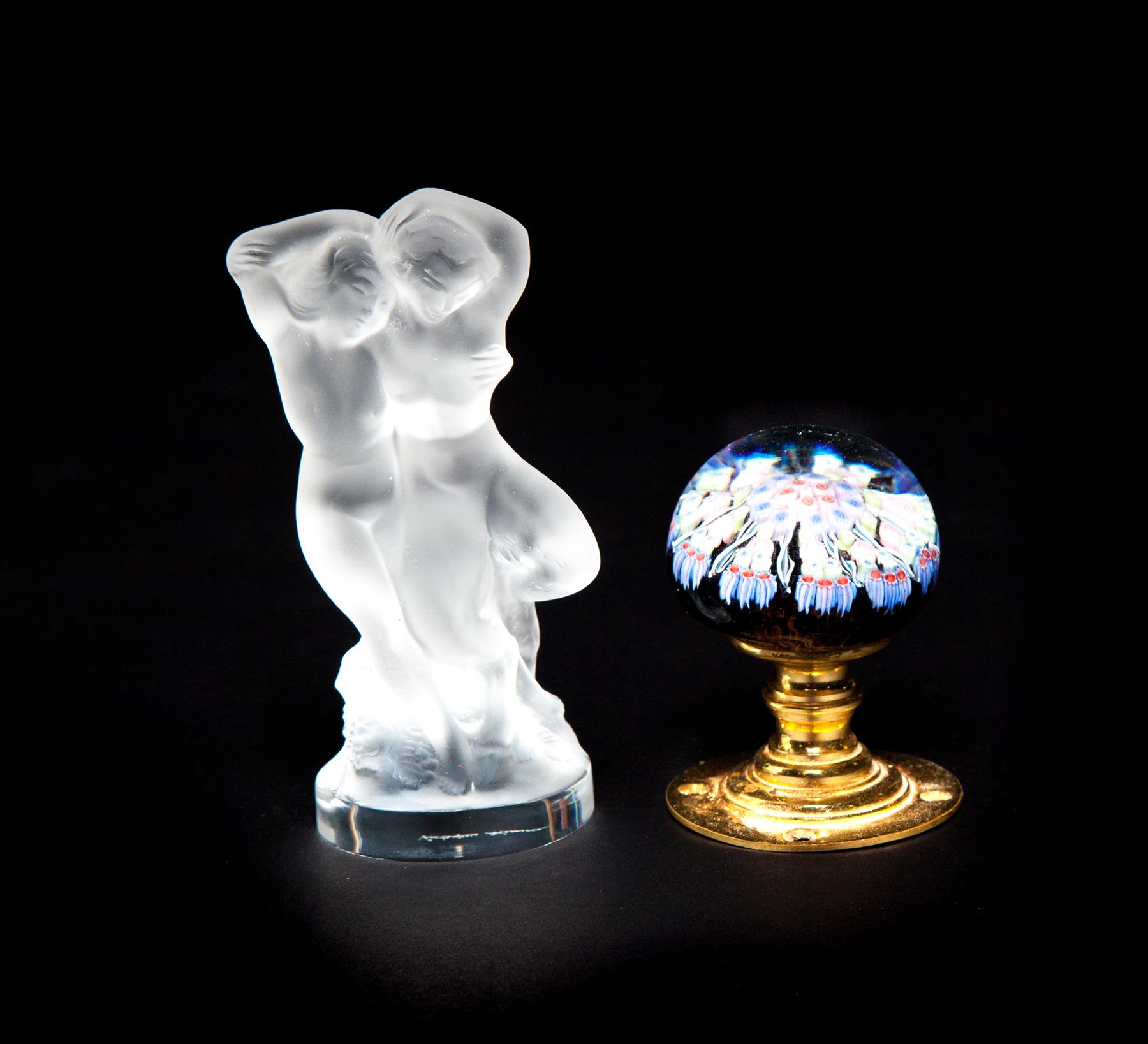 Appraisal: TWO PIECES OF ART GLASS European th century Lalique figural